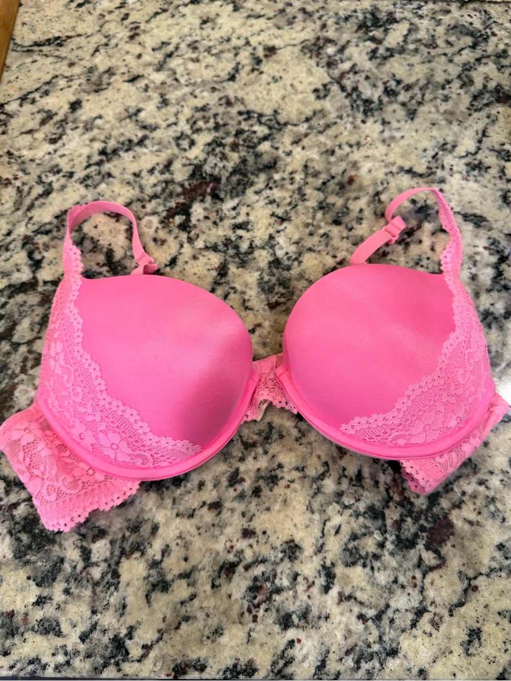 aerie Hot Pink Lace Trim Push-Up Bra